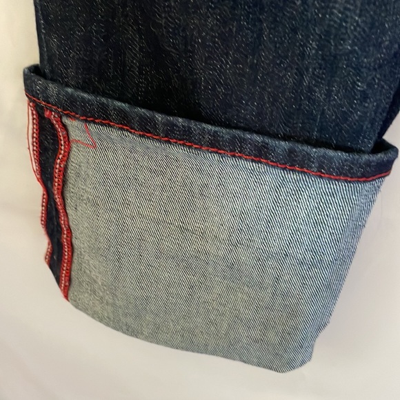True religion Capri dark wash jeans size 28 red and blue white stitching - Picture 4 of 7